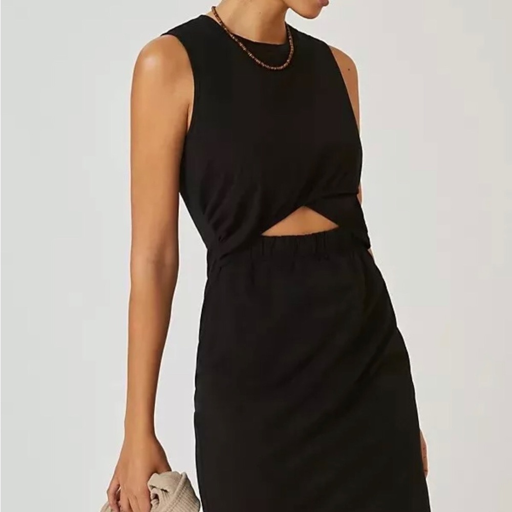 Anthropologie T.La Twisted Cutout dress, black SZ PS NWT petite